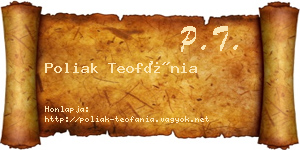 Poliak Teofánia névjegykártya